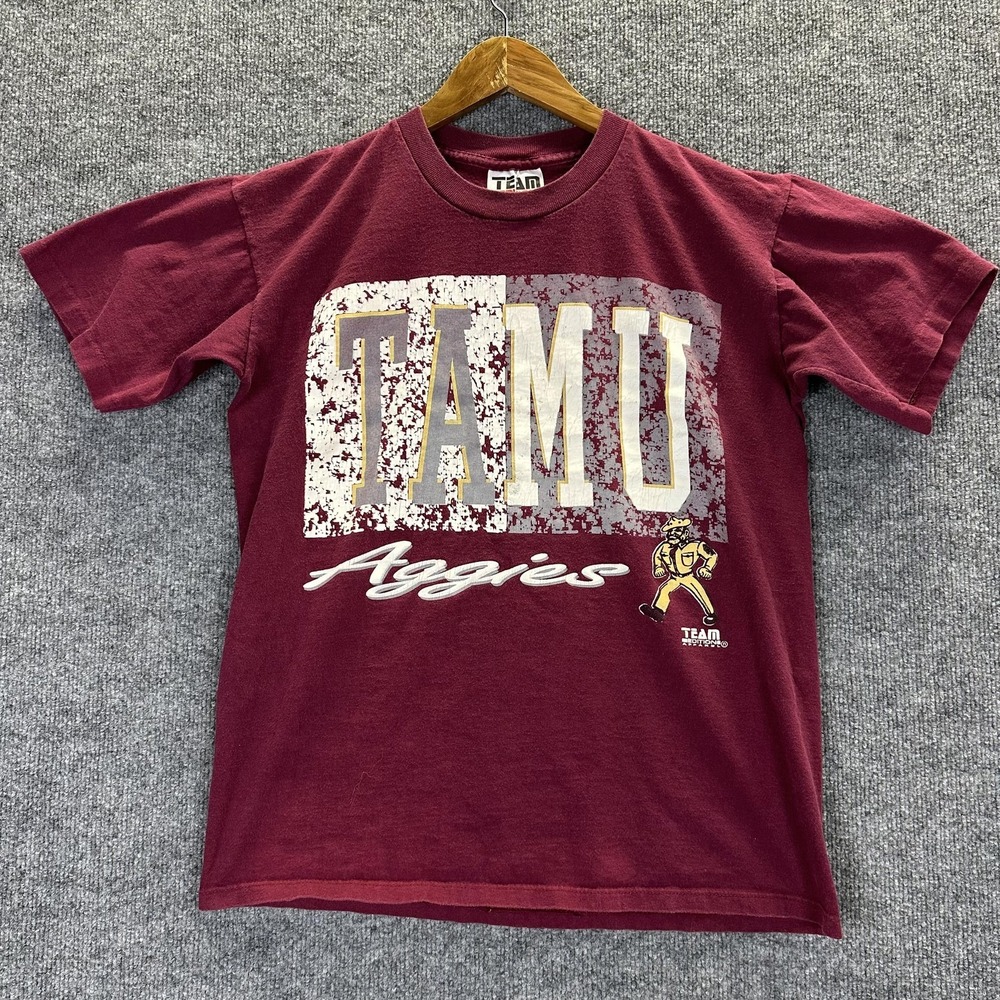 Vintage Texas A&M Aggies Shirt Mens Medium Maroon SEC Football Graphic Tee